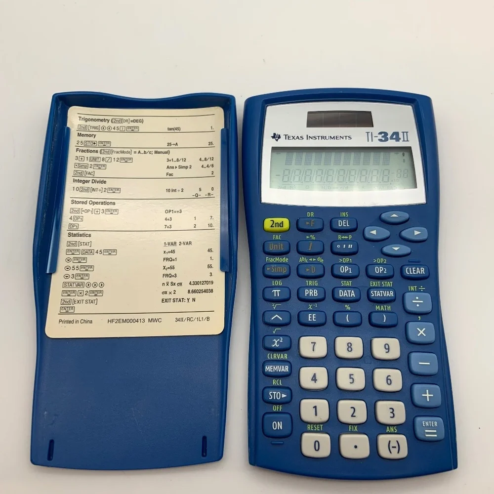Texas Instruments TI-34 II Solar Math Scientific Calculator Blue with Cover - Picture 9 of 15